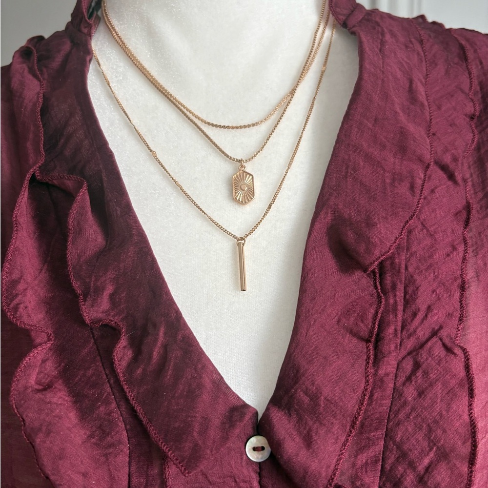 RW&CO. Gold Triple Layer Necklace